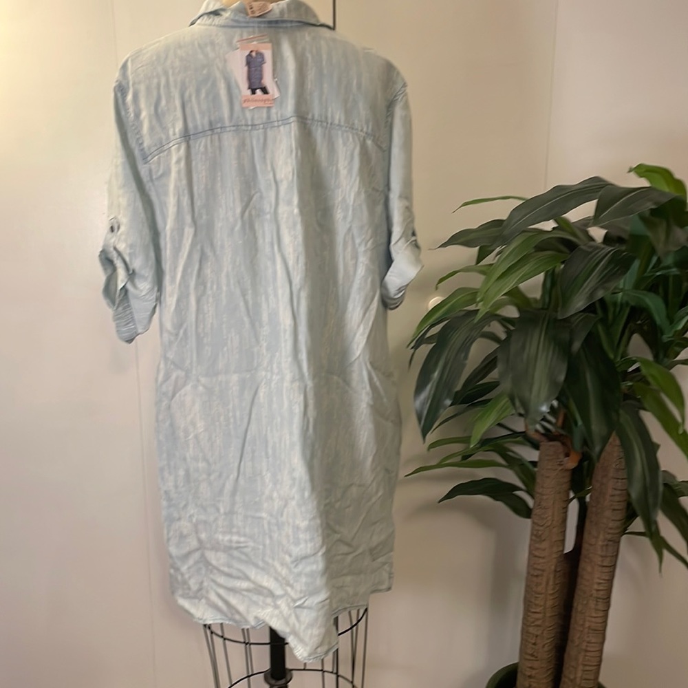 Philosophy short sleeve light blue heather midi dress with pockets - Picture 4 of 8